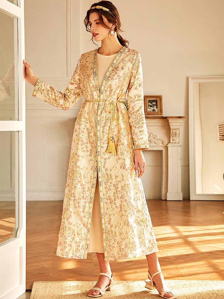 Female Charming banquet style Jacquard Loose Abaya