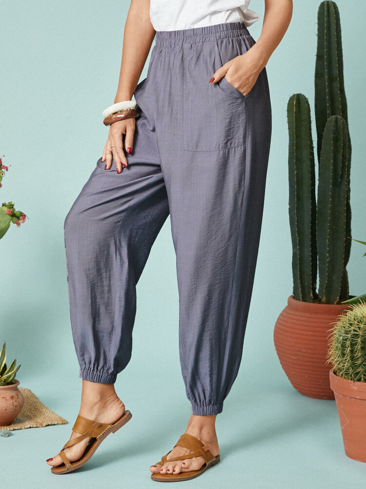 Pantalon à taille élastique avec poche