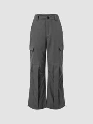 Solid Pocket Loose Cargo Pants