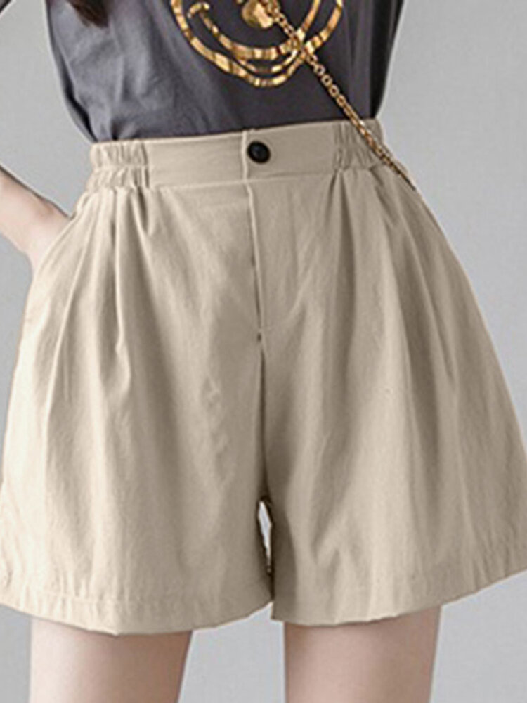 Solid Pocket Casual Shorts