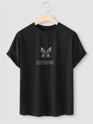 Butterfly Graphic Letter T-shirt