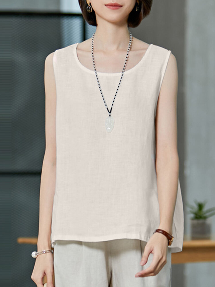 Solid Casual Cotton Women Tank Top