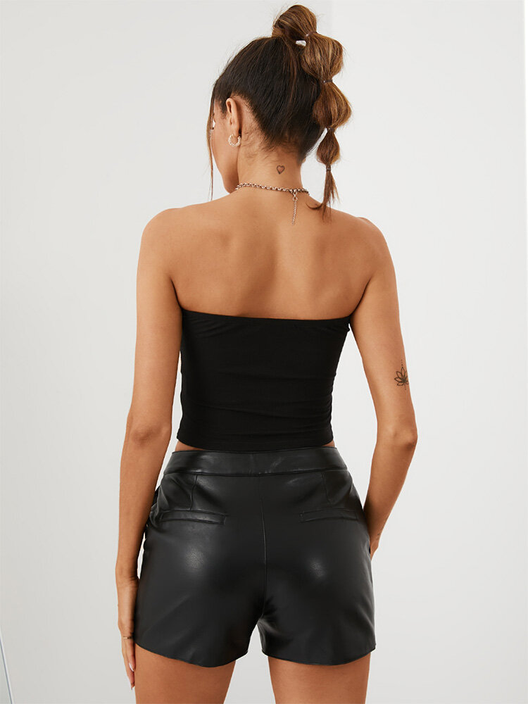 Solid Backless Tube Tank Top