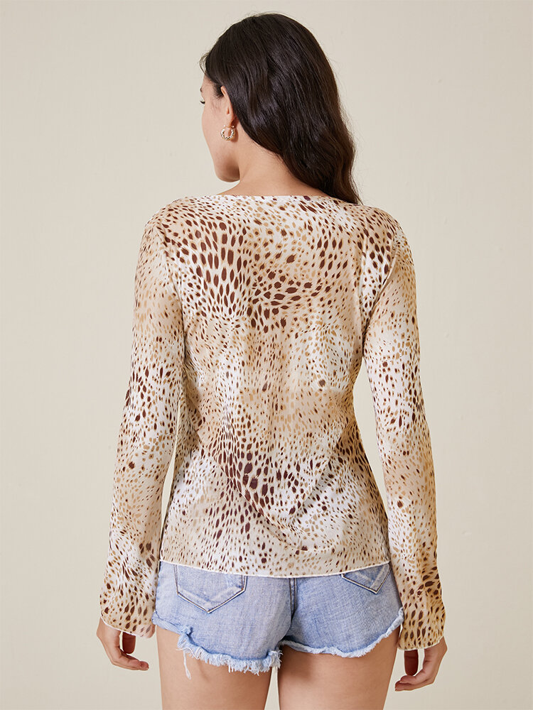 Leopard Knotted Bell Sleeve Kimono