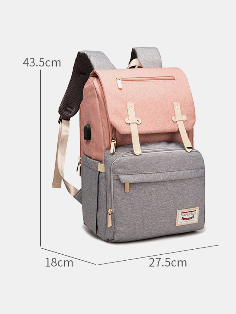 Large Capacity Patchwork Mommy Backpack