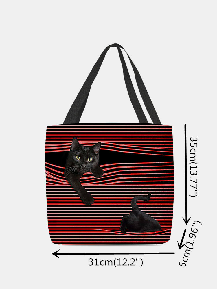 Felt Cat Striped Handbag Shoulder Bag