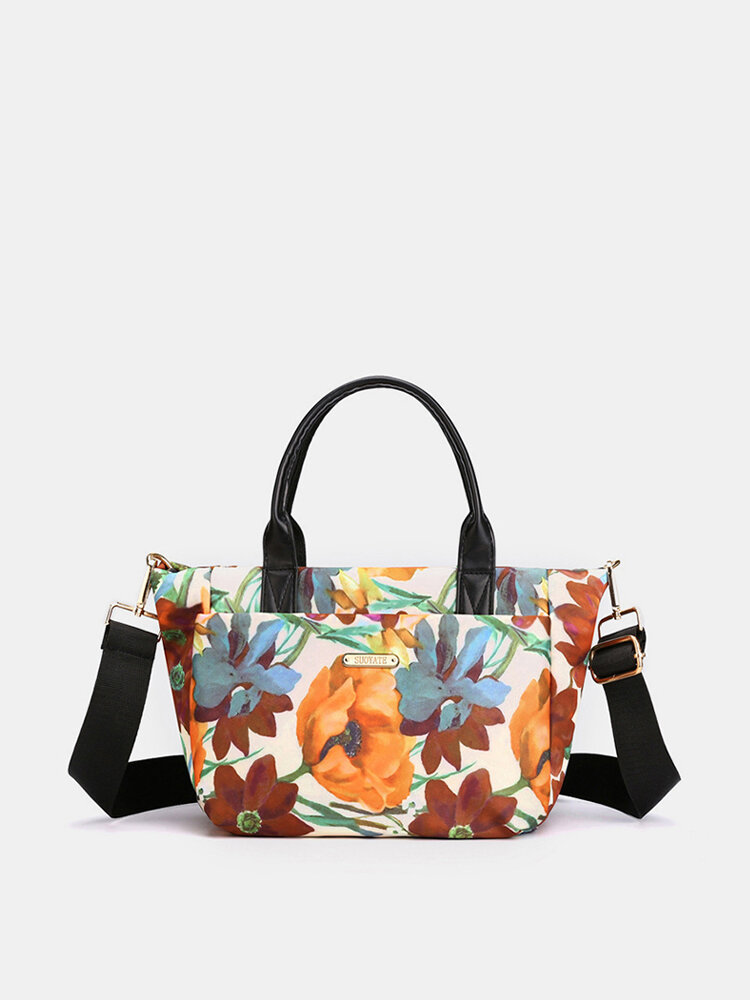 Women Large Capacity Flowers Printed Handbag