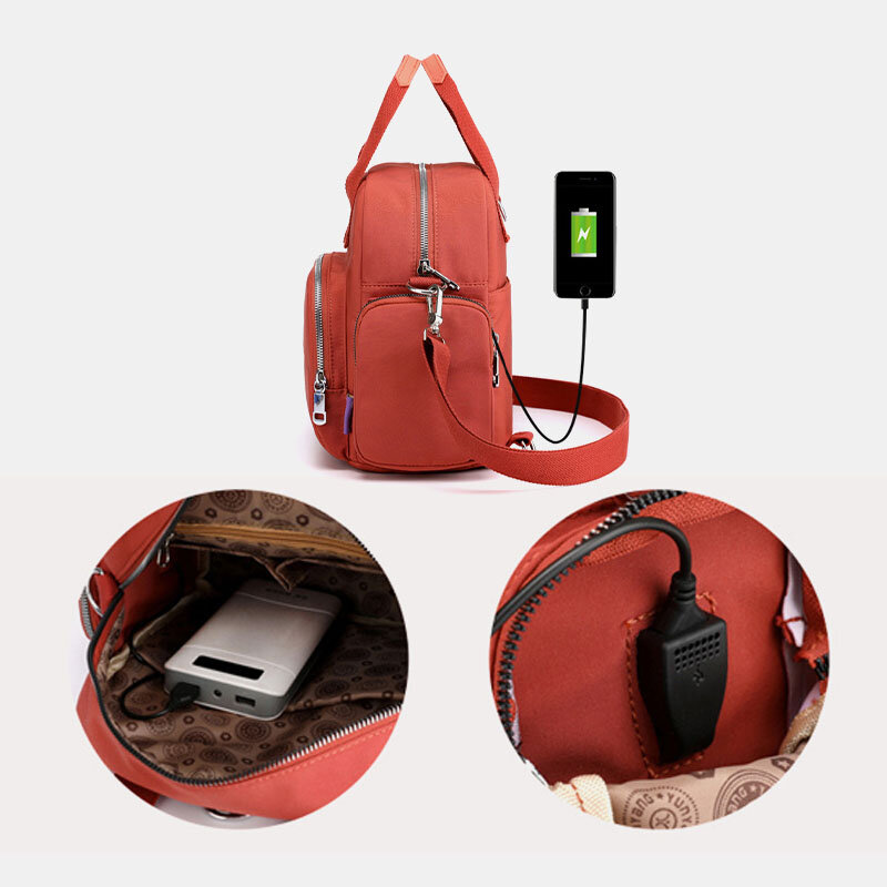USB Charging Multi-carry Waterproof Backpack Crossbody Bag
