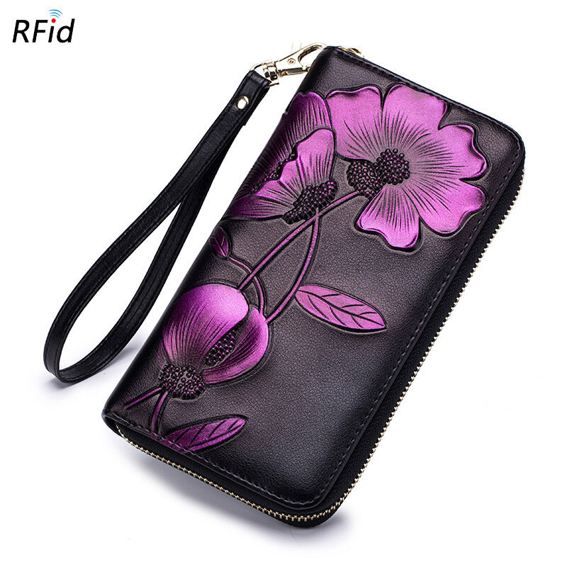 Brenice RFID Bauhinia Flower Clutches Bags 8 Card Holder