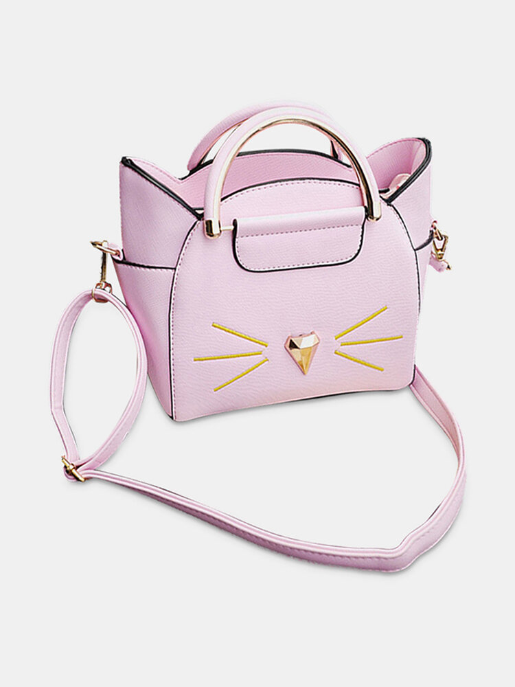 Women PU Leather Cat Crossbody Bag Elegant Animal Shape Shou