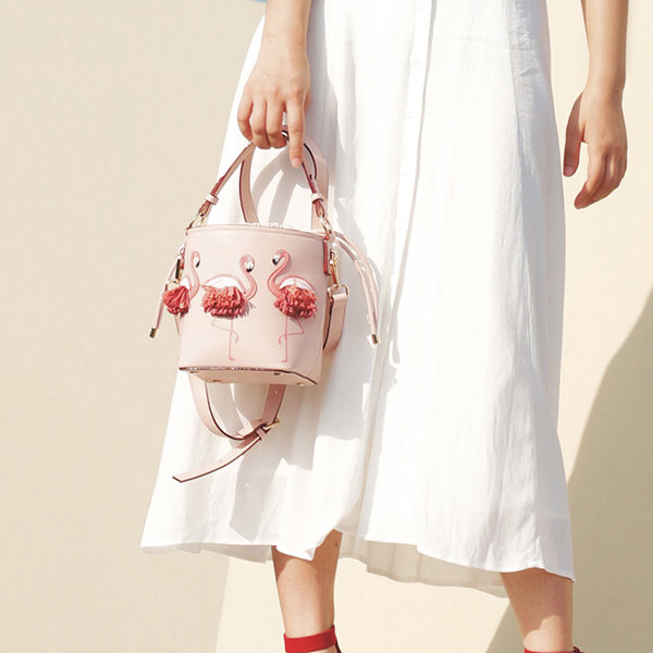 Women Flamingo Bucket Bag Stylish Crossbody Bag