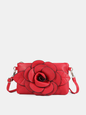 Women Multi-carry Casual PU Leather Flower Clutch Bag