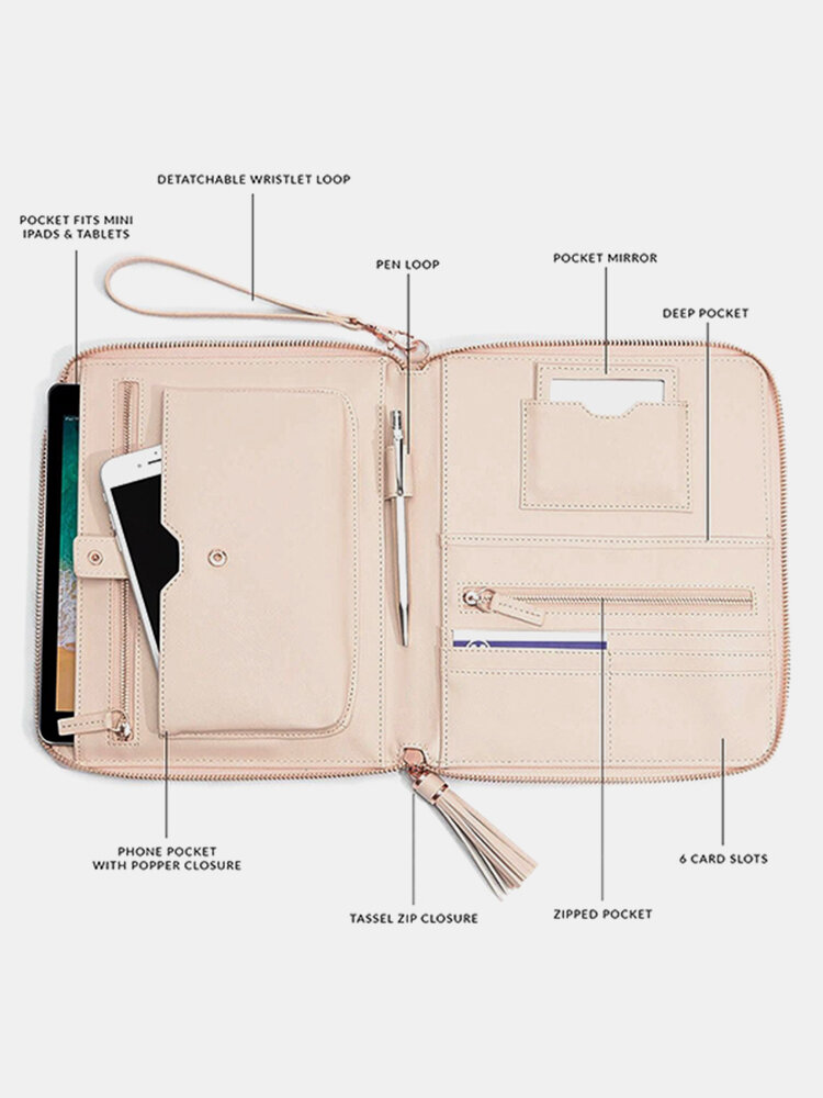 Multifunction Tassel 6 Card Slots Pen Phone Bag Clutch Bag