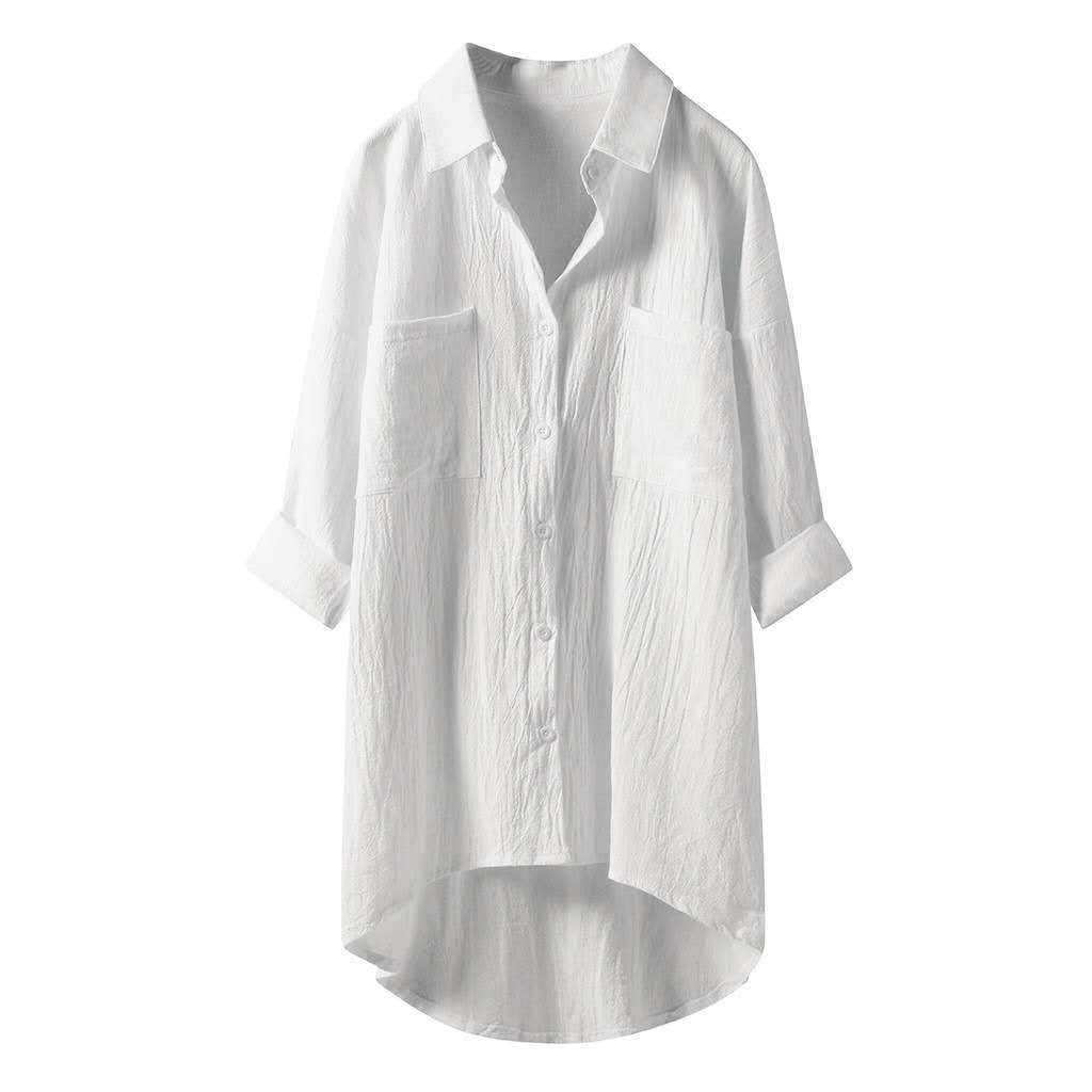 Solid Color Loose Cotton Linen Shirt