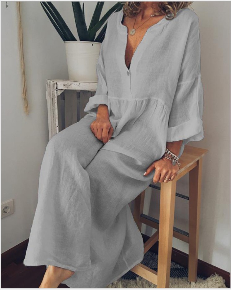 long sleeve cotton swing dress Long Sleeve Swing Dress with Pockets