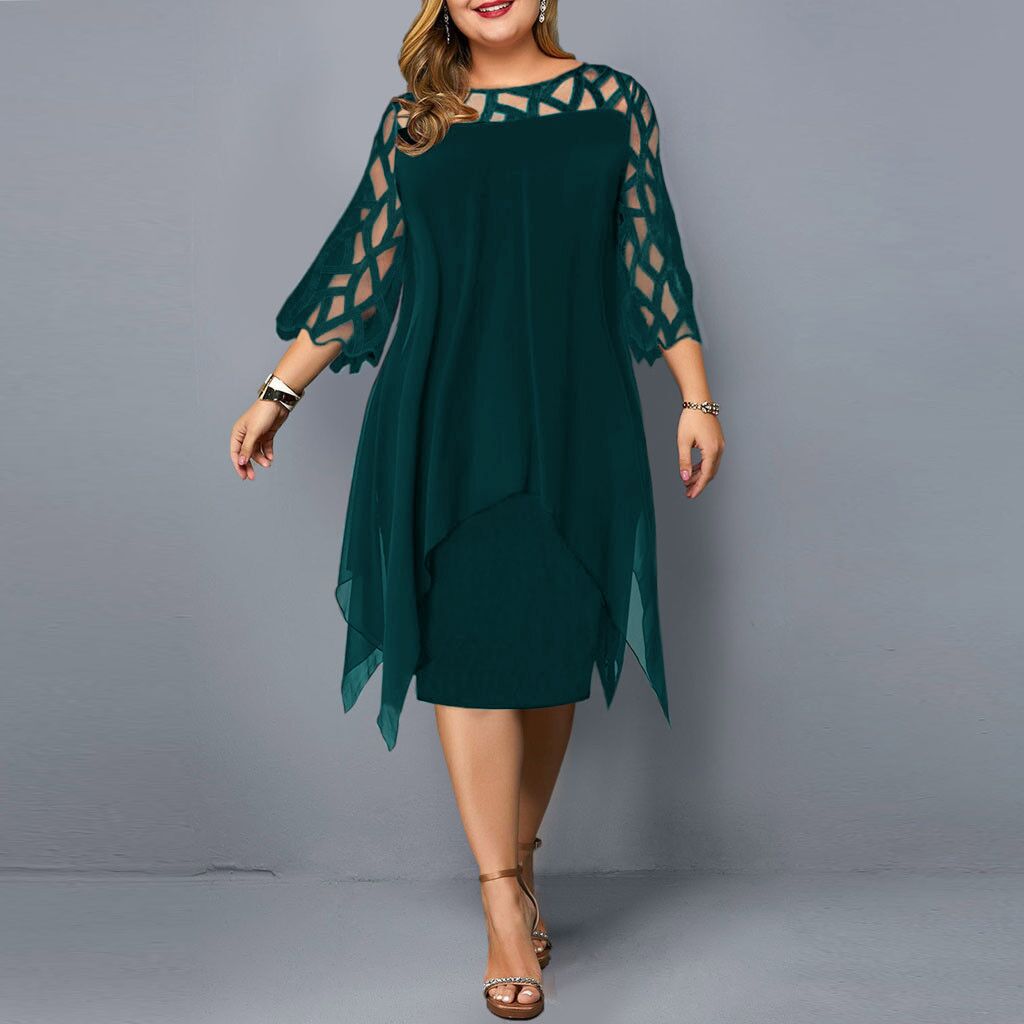 Lace Paneled Chiffon Dress