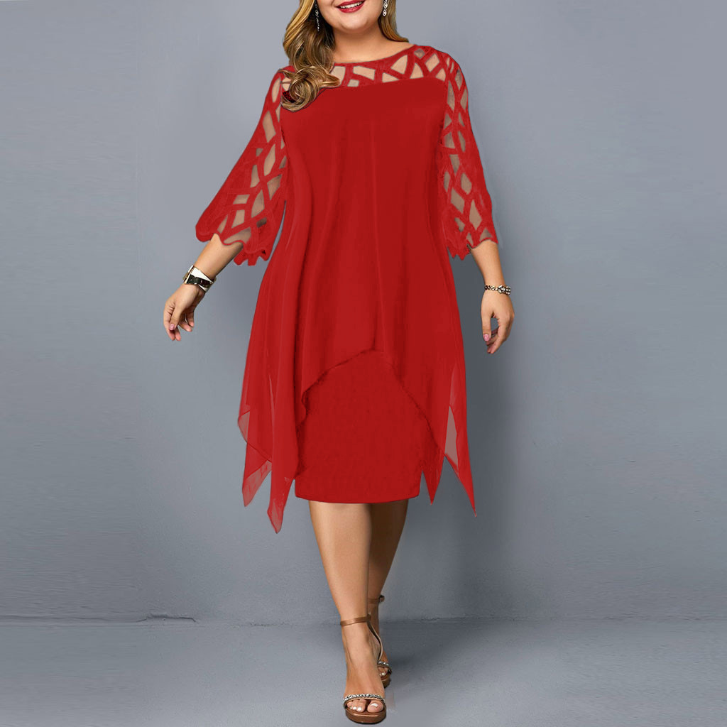 Lace Paneled Chiffon Dress