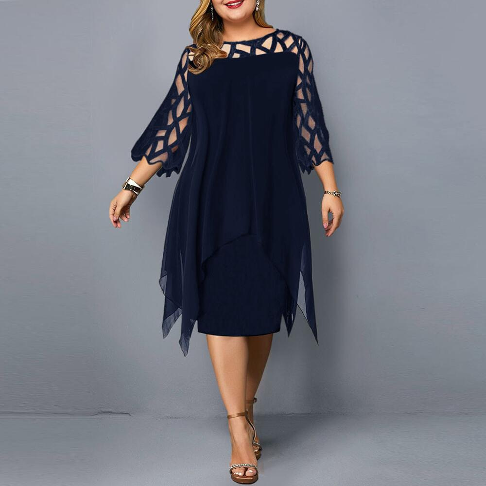 Lace Paneled Chiffon Dress
