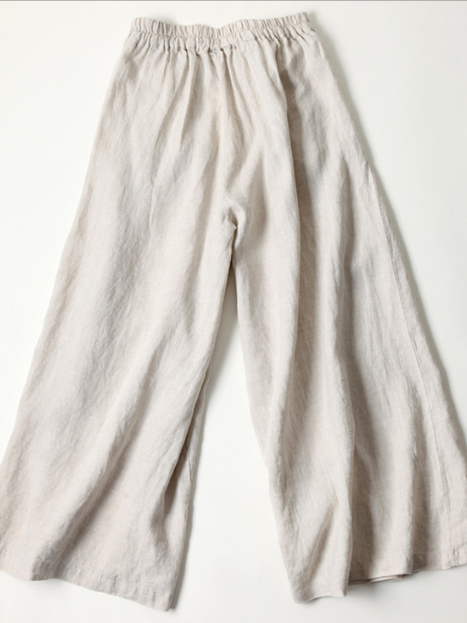 cotton and linen wide leg culottes