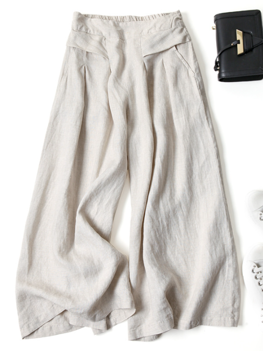 cotton and linen wide leg culottes