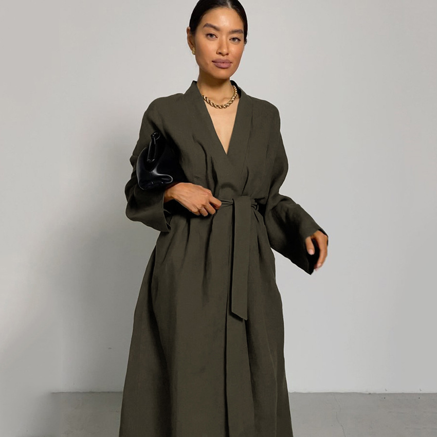 رداء طويل من القطن والكتان