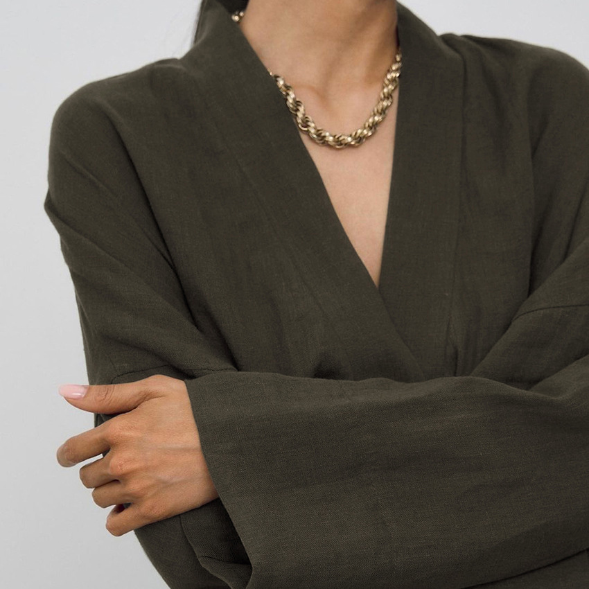 رداء طويل من القطن والكتان