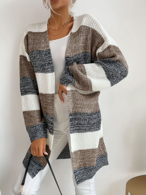 Rozpinane swetry rozpinane z kolorowymi mankietami i mankietami