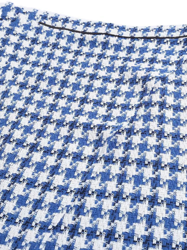 طباعة Houndstooth التنانير عالية الخصر القطن غير المتماثل