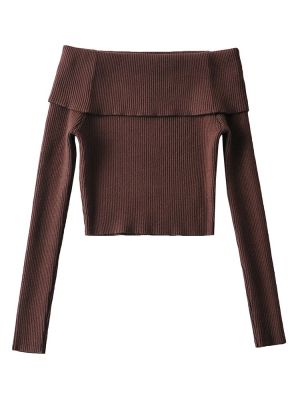Jednoduchý sveter z rebrovaného úpletu s dlhými rukávmi