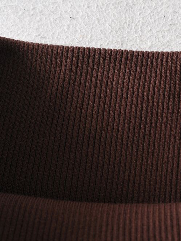 Plain long sleeve off shoulder rib knit jumper