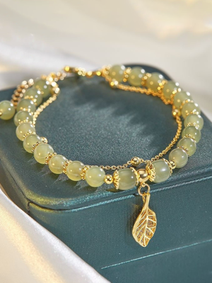 Hetian jade gold leaf bracelet