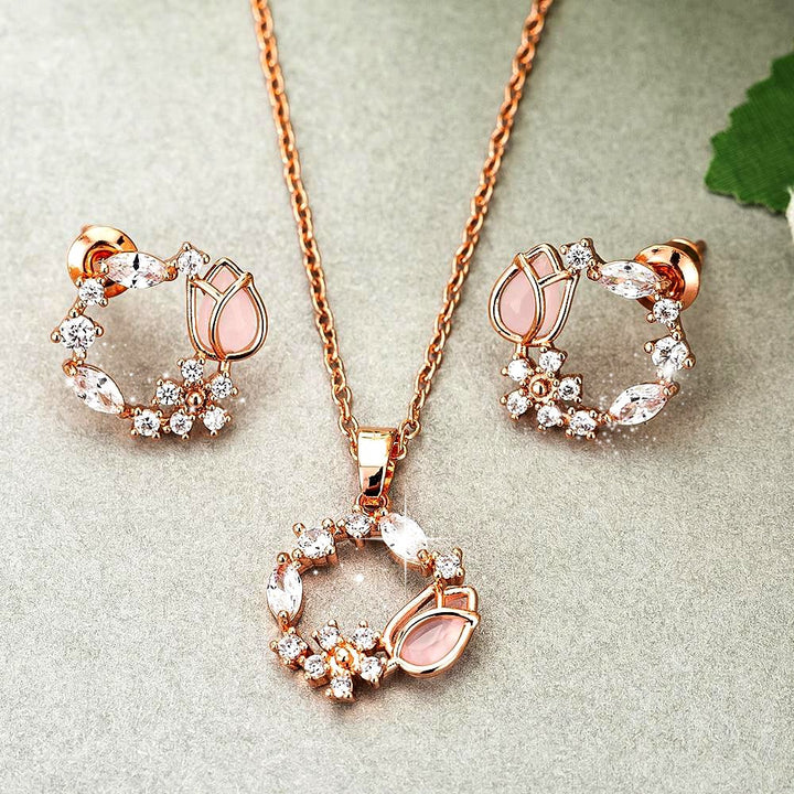 Rose Gold Crystal Tulip Set