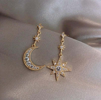 Crystal Moon & Star Earrings