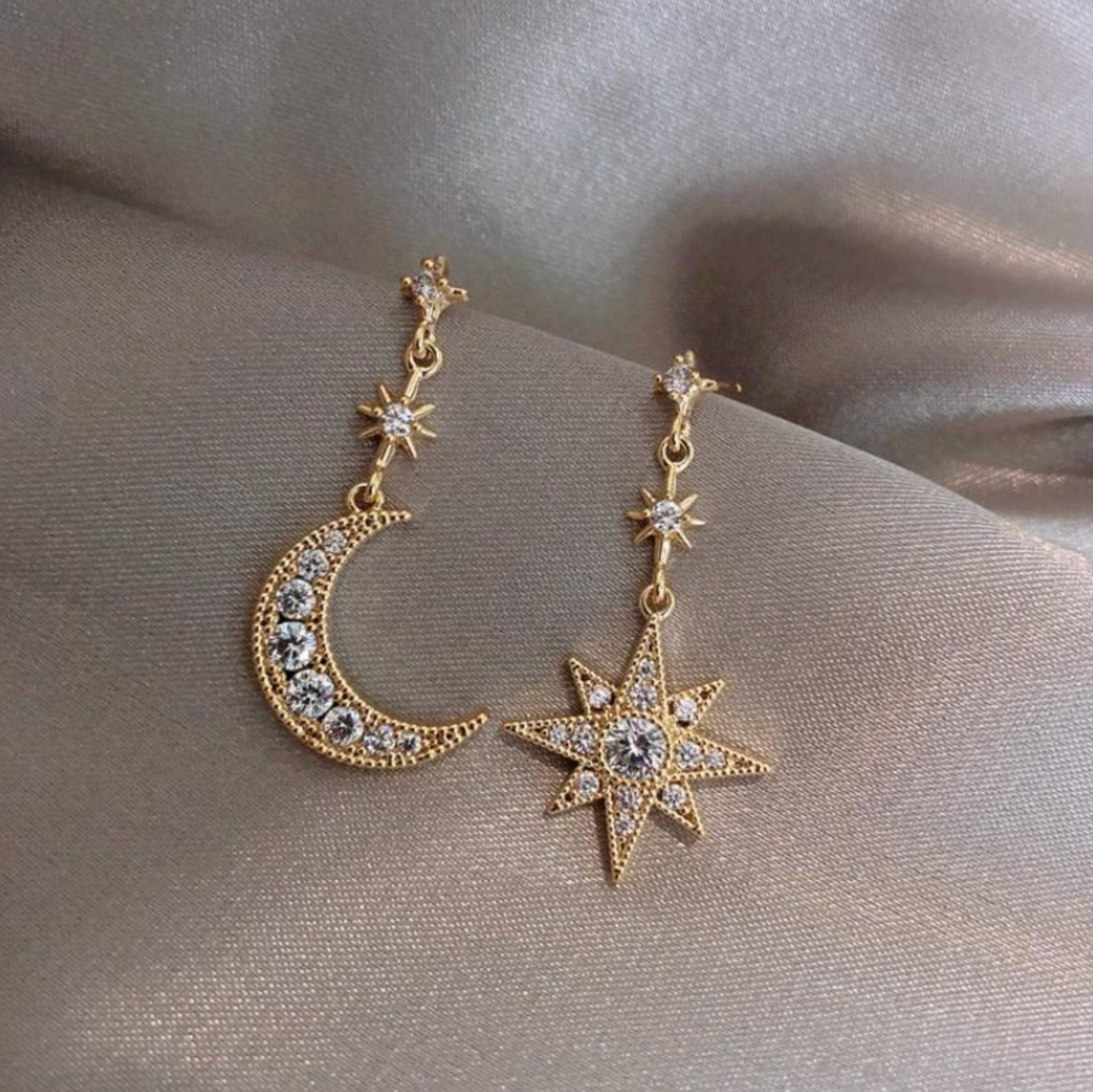 Crystal Moon & Star Earrings