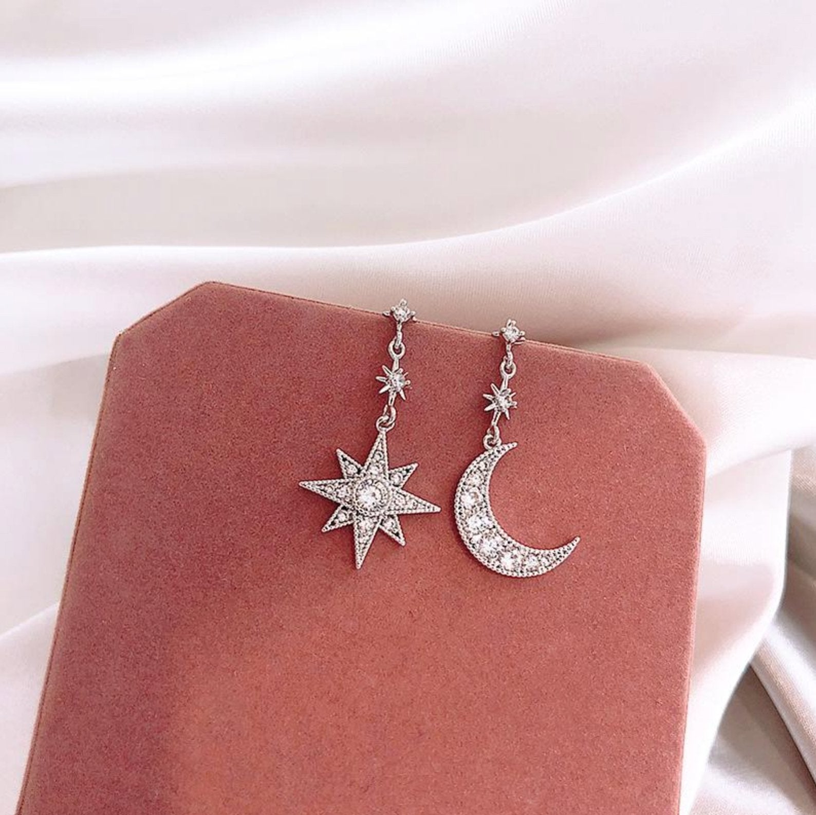 Crystal Moon & Star Earrings