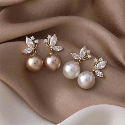 Crystal Butterfly & Pearl Earrings