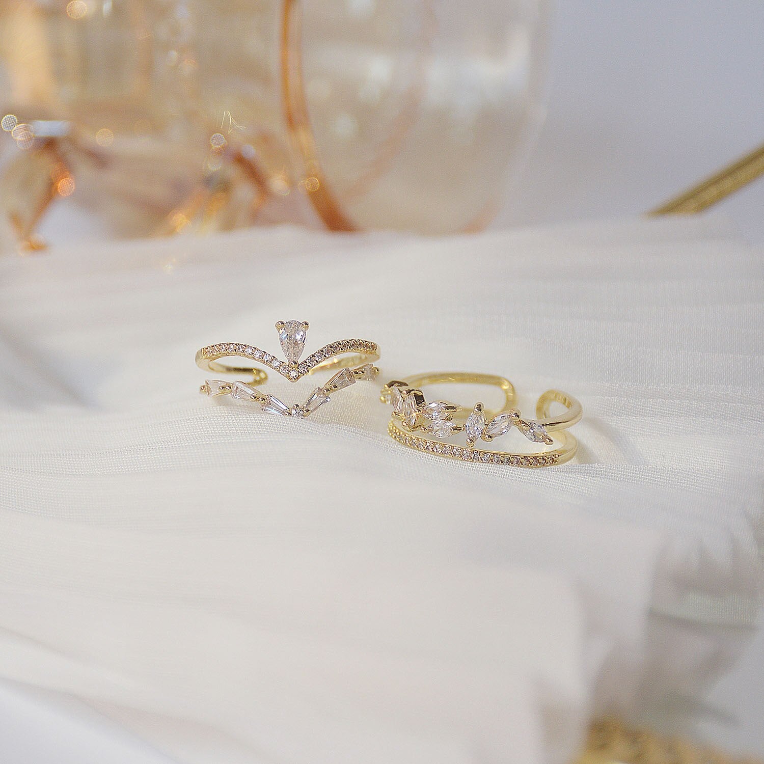 14K Gold Crystal Rings