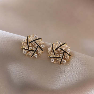 Black & Gold Flower Earrings