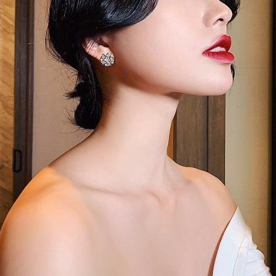 Black & Gold Flower Earrings