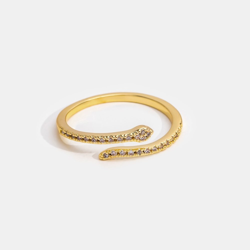 14K Gold Crystal Snake Rings