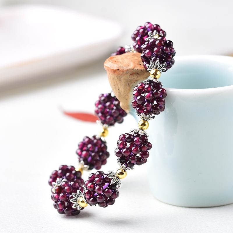 Natural Garnet Stone Blackberry Bracelet