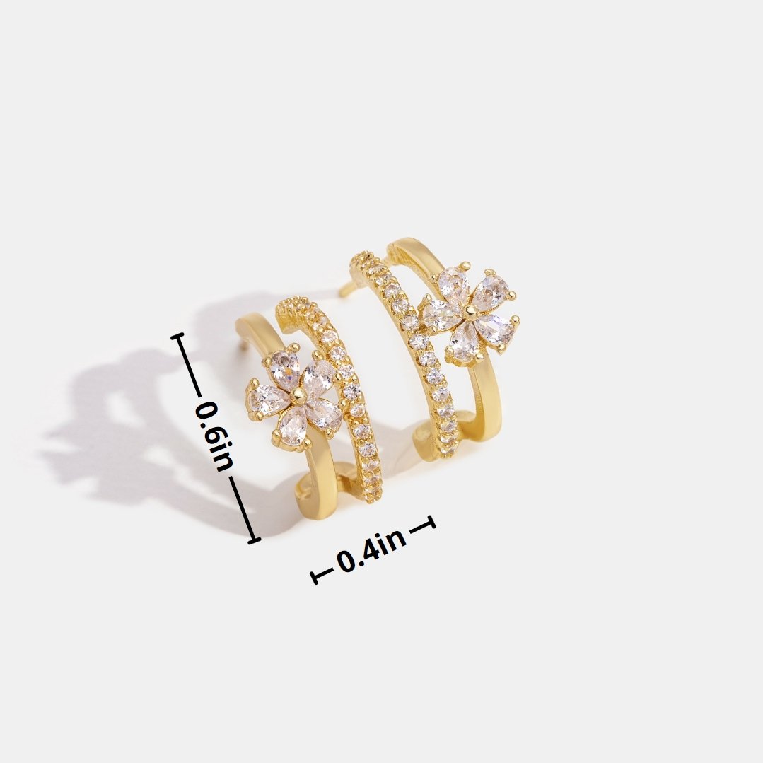 Crystal Daisy Semi Hoop Earrings