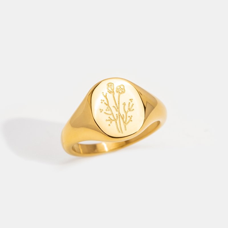 18K Gold Lavender Flower Ring