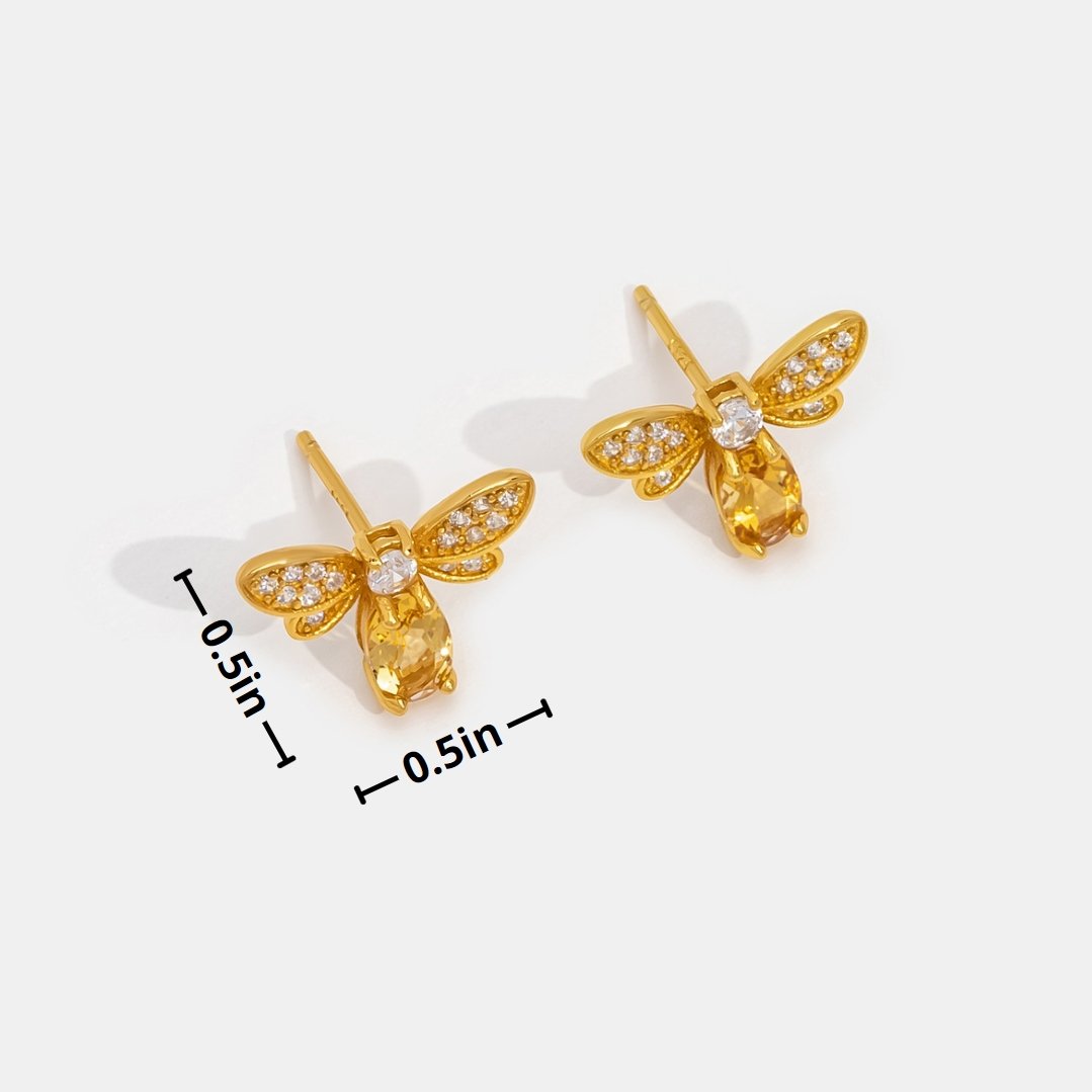 Crystal Yellow Bee Earrings