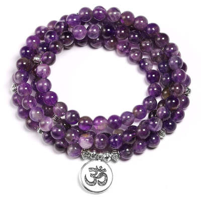 Amethyst Om Bracelet & Necklace