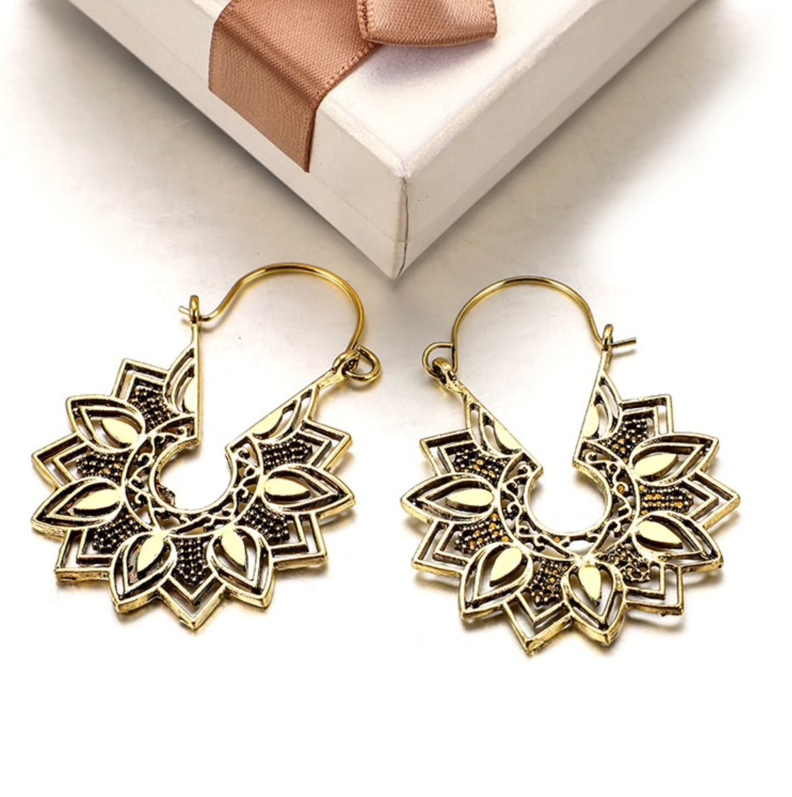 Mandala Flower Drop Earrings