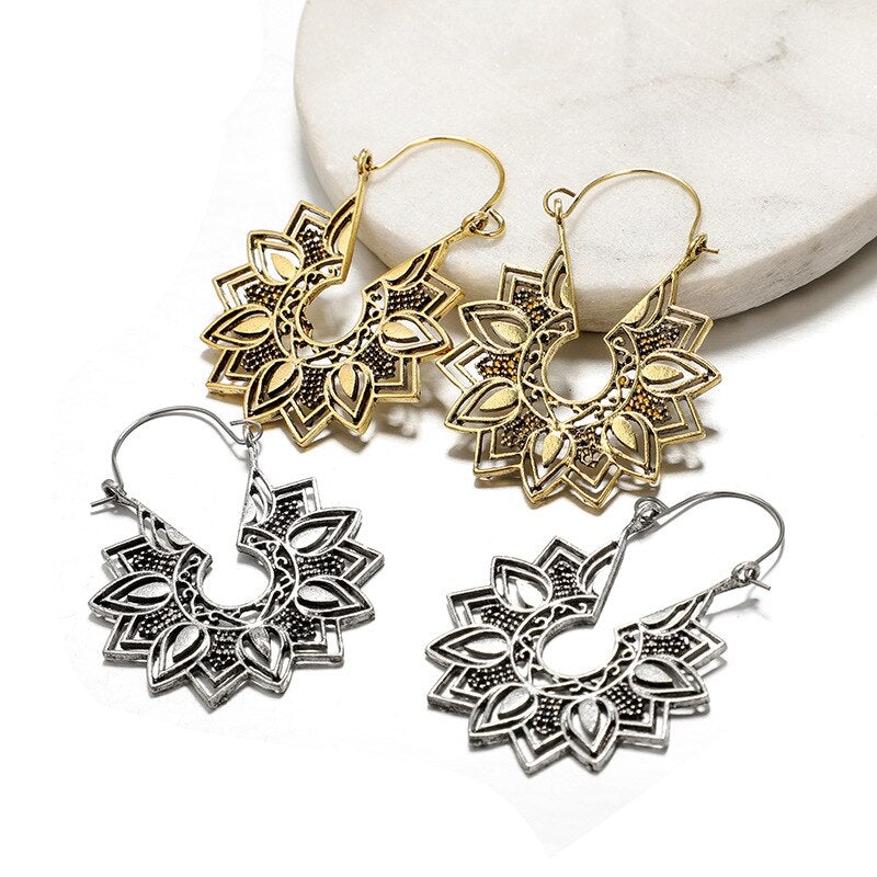 Mandala Flower Drop Earrings