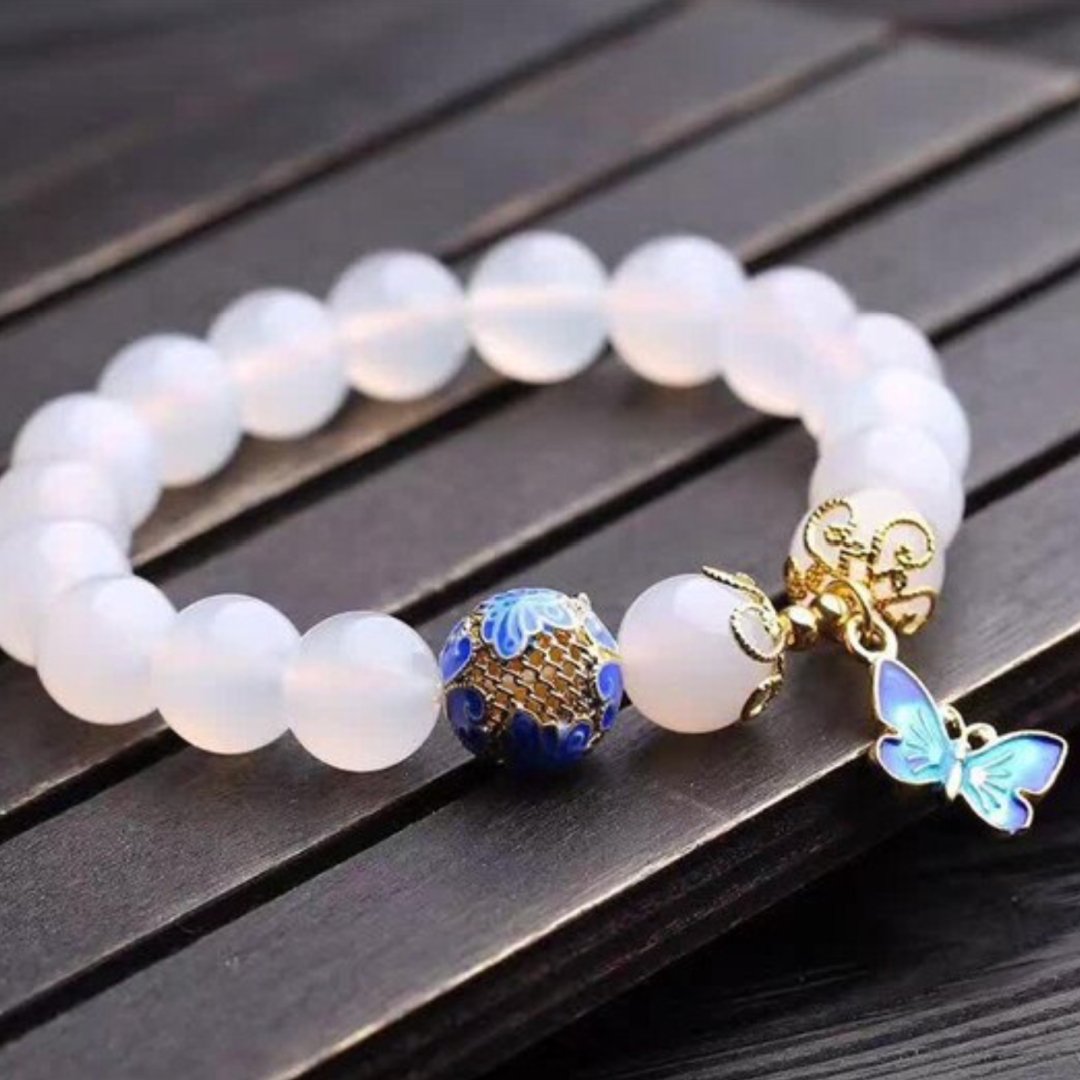 Butterfly White Agate Bracelet