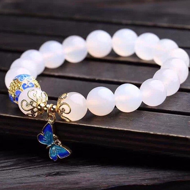 Butterfly White Agate Bracelet
