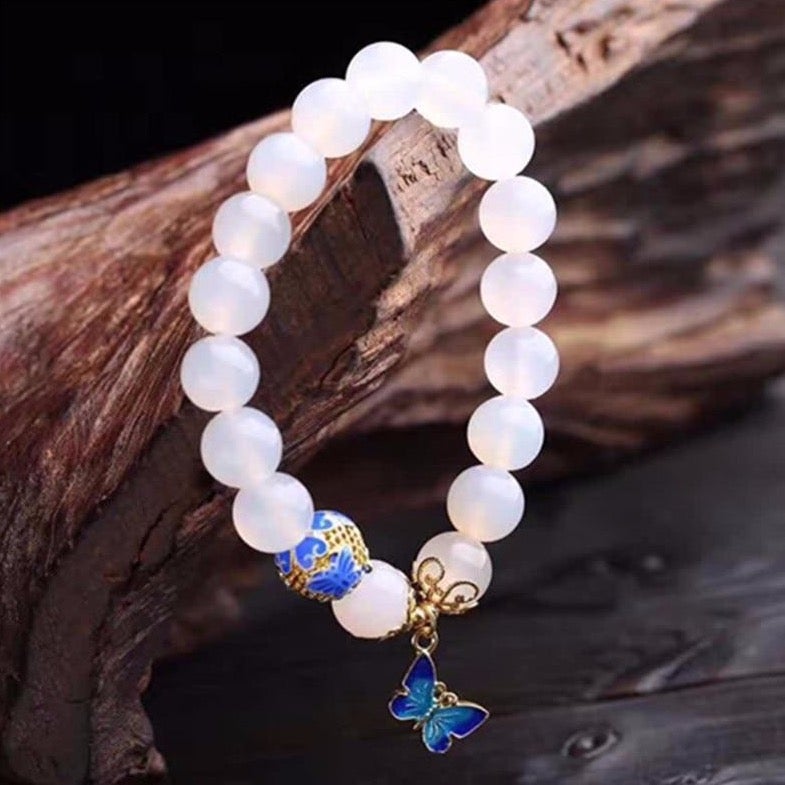 Butterfly White Agate Bracelet